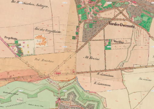 Mapa Stabilního katastru 1842, zdroj: IPR Praha, 2024